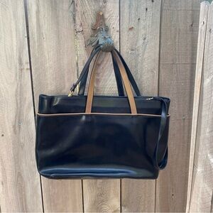 Focus Paris black and Brown vintage Leather Tote Bag